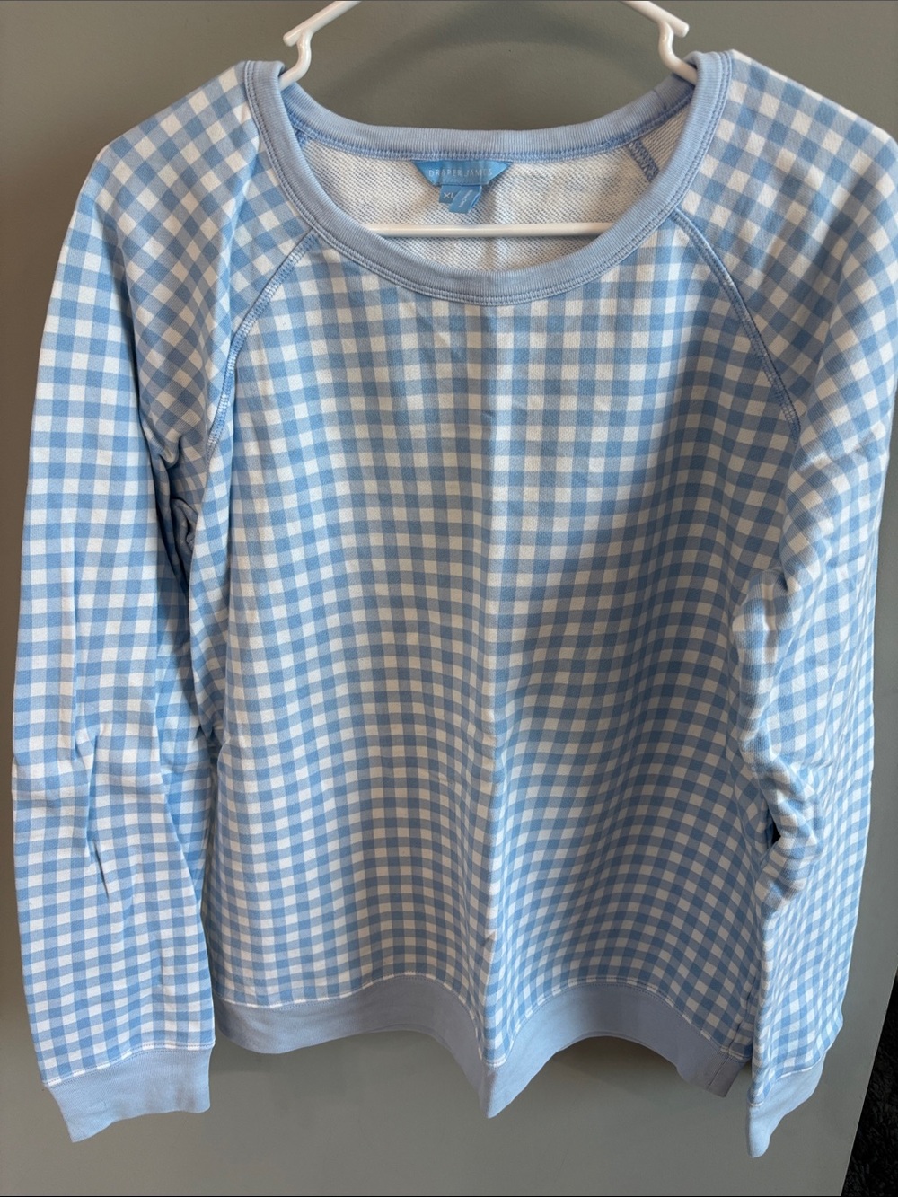Draper James Blue & White Gingham Crewneck Sweater